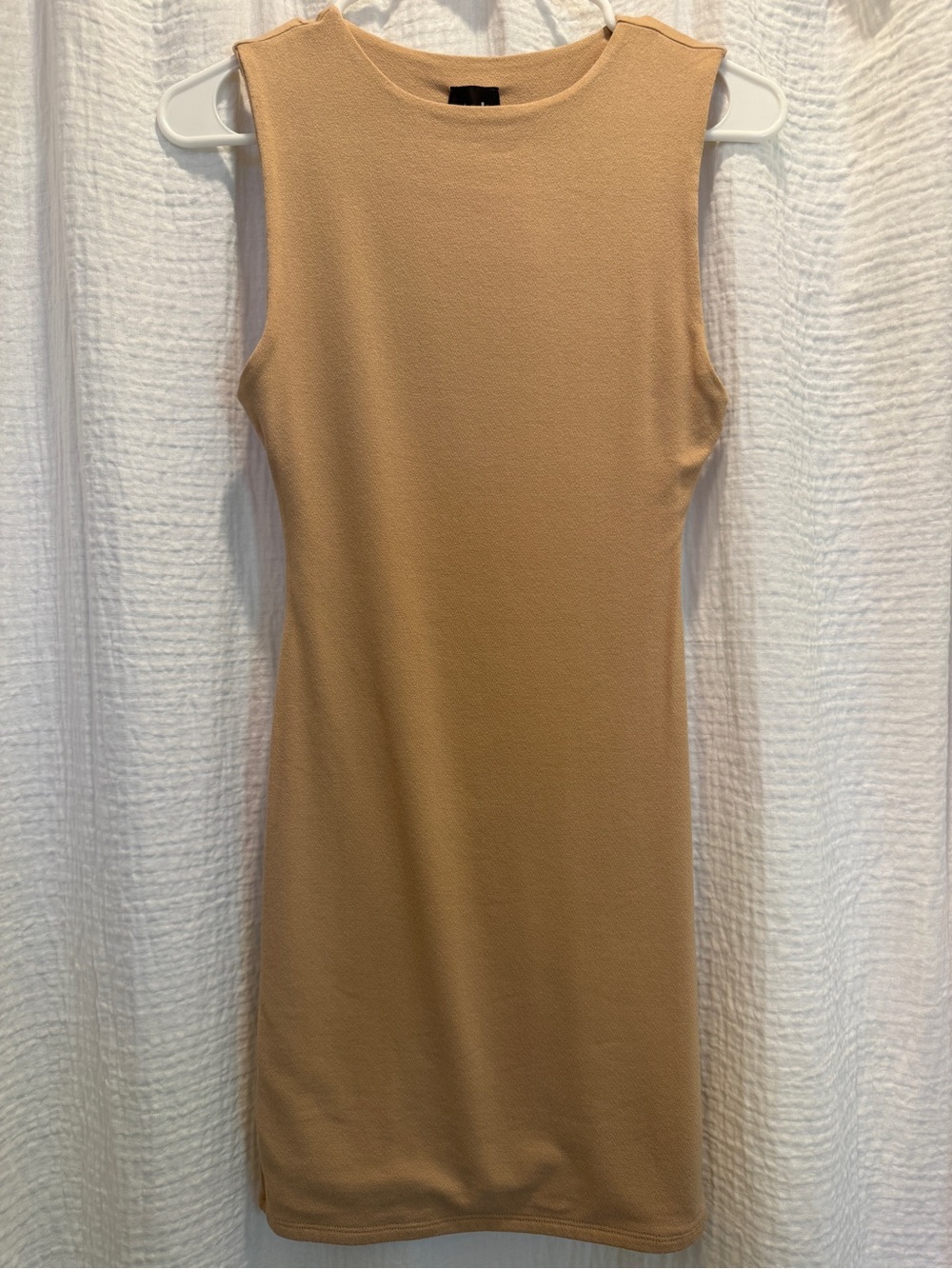 Naked Wardrobe NWT Sleeveless Bodycon Mini Dress Neutral Tan Beige